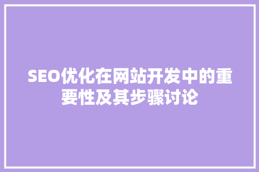 SEO优化在网站开发中的重要性及其步骤讨论