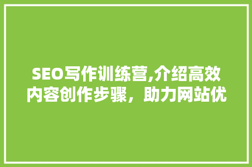 SEO写作训练营,介绍高效内容创作步骤，助力网站优化升级