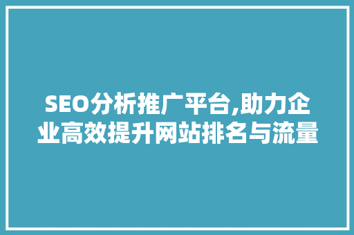 SEO分析推广平台,助力企业高效提升网站排名与流量 网站优化
