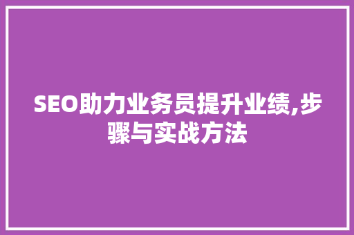 SEO助力业务员提升业绩,步骤与实战方法 头条优化