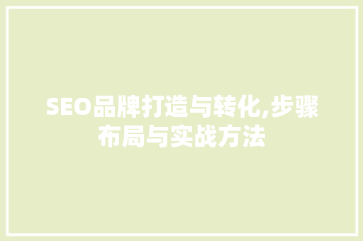 SEO品牌打造与转化,步骤布局与实战方法 网站开发