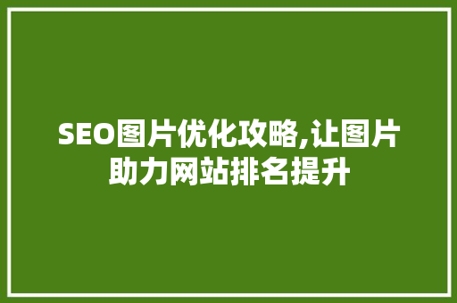 SEO图片优化攻略,让图片助力网站排名提升