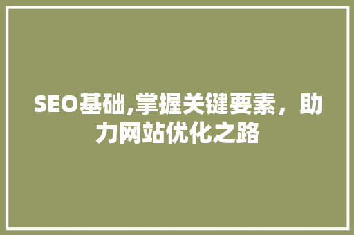 SEO基础,掌握关键要素，助力网站优化之路