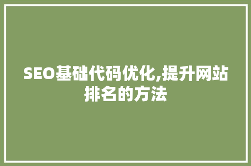 SEO基础代码优化,提升网站排名的方法