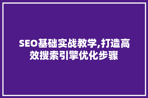 SEO基础实战教学,打造高效搜索引擎优化步骤