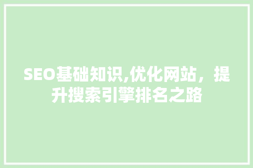 SEO基础知识,优化网站，提升搜索引擎排名之路