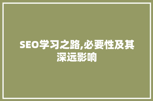 SEO学习之路,必要性及其深远影响