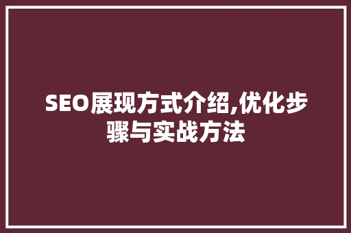 SEO展现方式介绍,优化步骤与实战方法