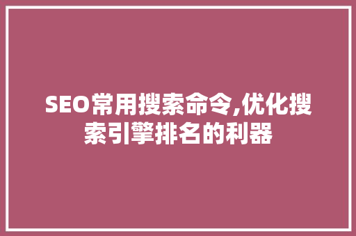 SEO常用搜索命令,优化搜索引擎排名的利器