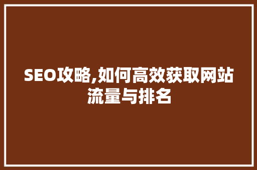 SEO攻略,如何高效获取网站流量与排名