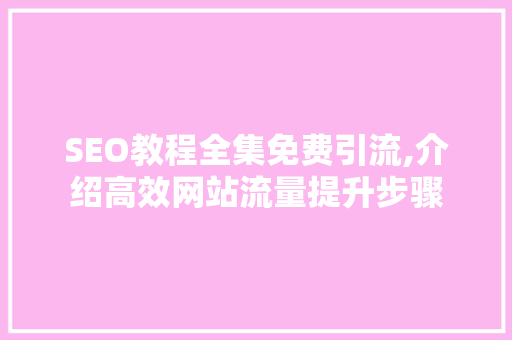 SEO教程全集免费引流,介绍高效网站流量提升步骤