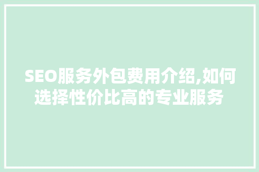 SEO服务外包费用介绍,如何选择性价比高的专业服务