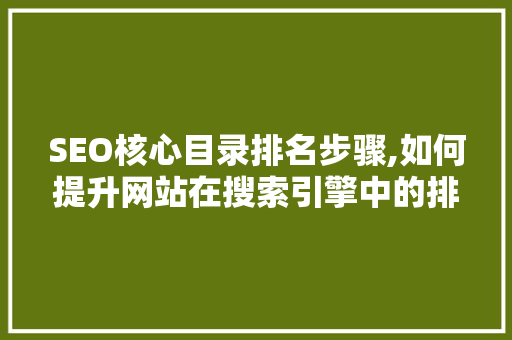 SEO核心目录排名步骤,如何提升网站在搜索引擎中的排名