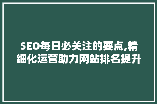 SEO每日必关注的要点,精细化运营助力网站排名提升