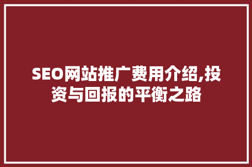 SEO网站推广费用介绍,投资与回报的平衡之路