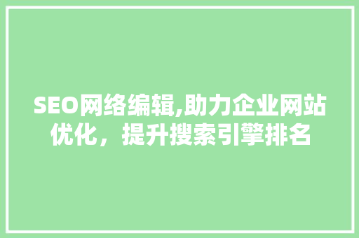 SEO网络编辑,助力企业网站优化，提升搜索引擎排名 网站开发