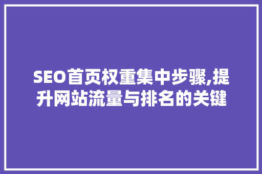 SEO首页权重集中步骤,提升网站流量与排名的关键 网站开发