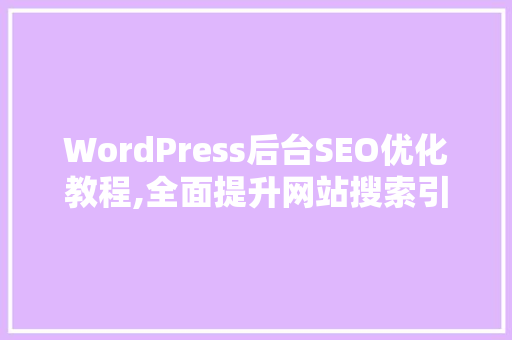 WordPress后台SEO优化教程,全面提升网站搜索引擎排名 网站开发