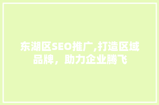 东湖区SEO推广,打造区域品牌，助力企业腾飞
