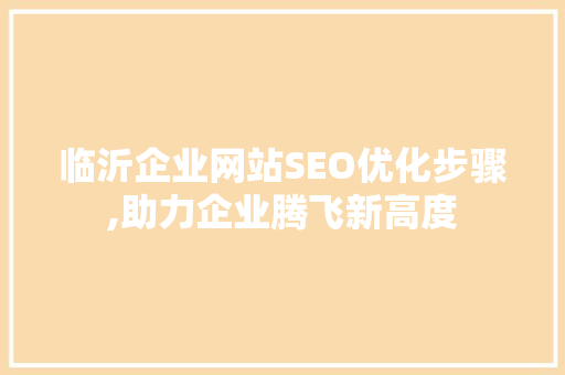 临沂企业网站SEO优化步骤,助力企业腾飞新高度