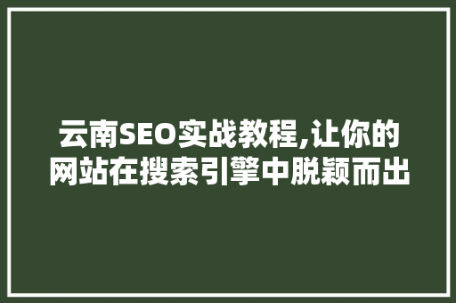 云南SEO实战教程,让你的网站在搜索引擎中脱颖而出