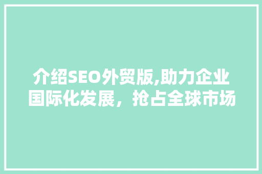 介绍SEO外贸版,助力企业国际化发展，抢占全球市场先机