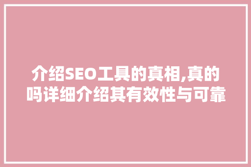 介绍SEO工具的真相,真的吗详细介绍其有效性与可靠性