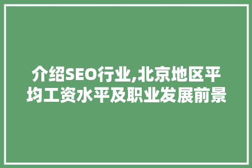 介绍SEO行业,北京地区平均工资水平及职业发展前景