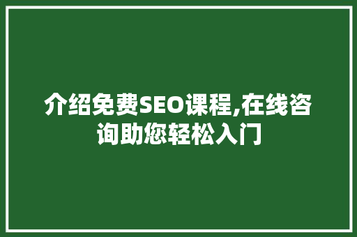 介绍免费SEO课程,在线咨询助您轻松入门