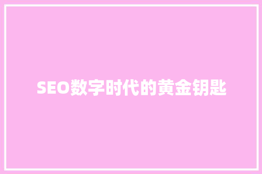 SEO数字时代的黄金钥匙
