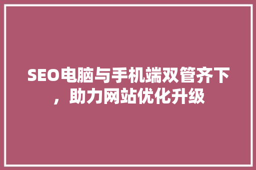 SEO电脑与手机端双管齐下，助力网站优化升级 百度算法