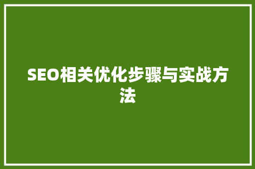 SEO相关优化步骤与实战方法