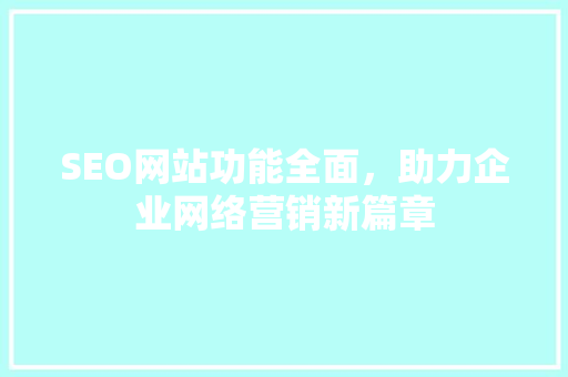 SEO网站功能全面，助力企业网络营销新篇章 英文谷歌算法