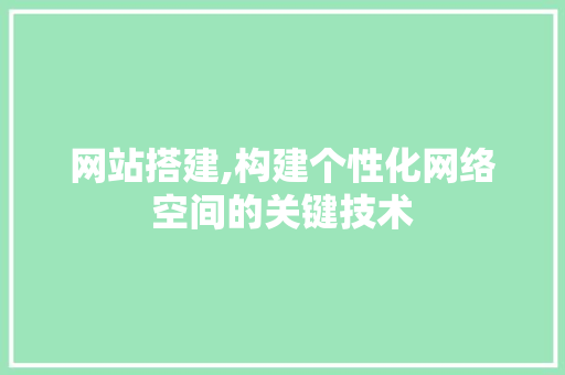 网站搭建,构建个性化网络空间的关键技术 网站搭建,构建个性化网络空间的关键技术 AI技术学习