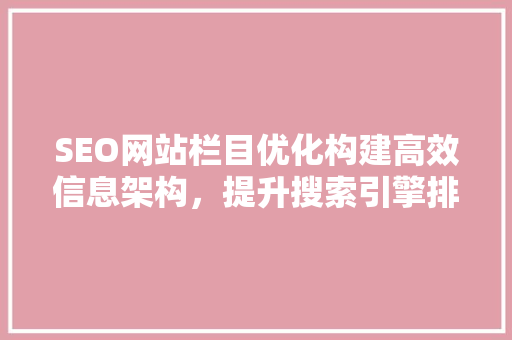 SEO网站栏目优化构建高效信息架构，提升搜索引擎排名