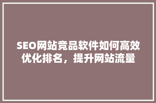 SEO网站竞品软件如何高效优化排名，提升网站流量 小程序开发