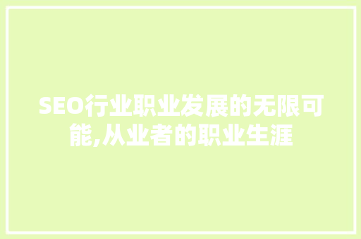 SEO行业职业发展的无限可能,从业者的职业生涯