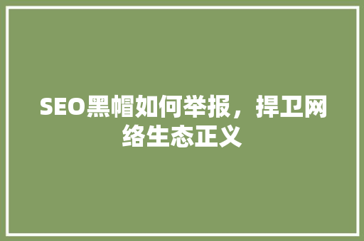 SEO黑帽如何举报,捍卫网络生态正义 网站优化 SEO黑帽如何举报,捍卫网络生态正义 网站优化