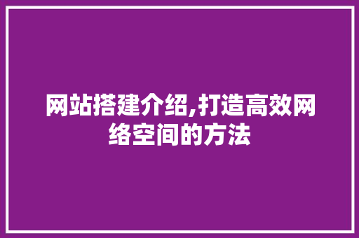 网站搭建介绍,打造高效网络空间的方法 网站搭建介绍,打造高效网络空间的方法 360搜优化