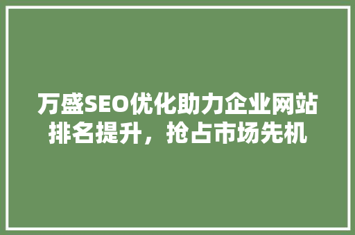 万盛SEO优化助力企业网站排名提升，抢占市场先机 AI技术学习