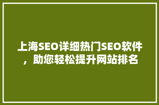 上海SEO详细热门SEO软件，助您轻松提升网站排名
