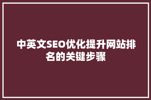 中英文SEO优化提升网站排名的关键步骤