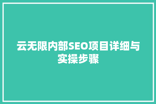 云无限内部SEO项目详细与实操步骤
