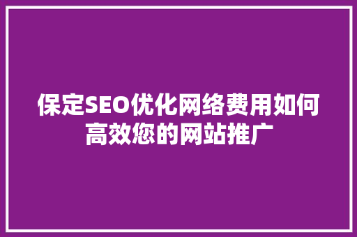保定SEO优化网络费用如何高效您的网站推广