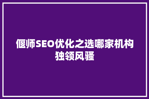 偃师SEO优化之选哪家机构独领风骚
