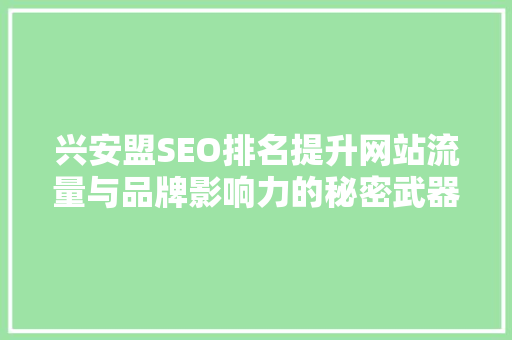 兴安盟SEO排名提升网站流量与品牌影响力的秘密武器