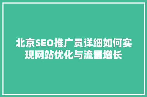 北京SEO推广员详细如何实现网站优化与流量增长