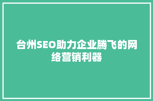 台州SEO助力企业腾飞的网络营销利器