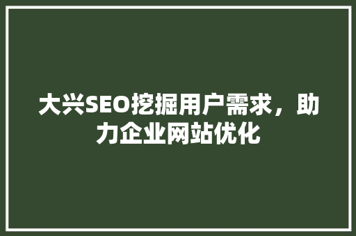 大兴SEO挖掘用户需求，助力企业网站优化 英文谷歌算法