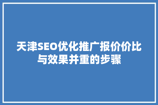 天津SEO优化推广报价价比与效果并重的步骤